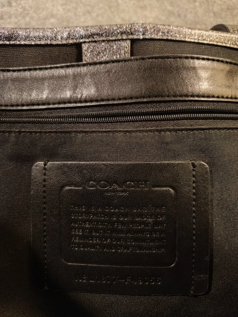 Coach Metallic Silver Leather Tote Bag - Picture 4 of 6